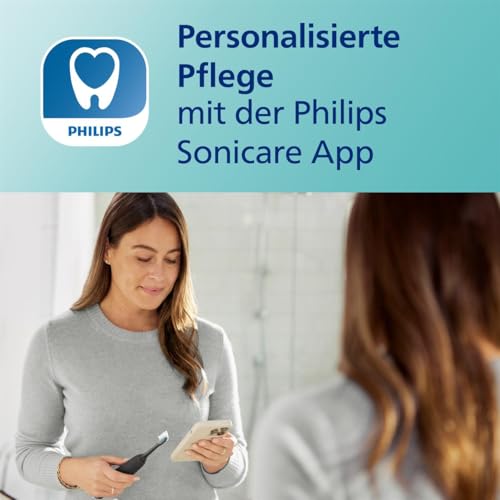 Philips Sonicare DiamondClean Smart 9400 elektrische Zahnbürste, Schallzahnbürste mit App, Drucksensor, Bürstenkopferkennung, 4 Putzmodi und 3 Intensitätsstufen, Schwarz, Modell HX9918/89 – Bild 6