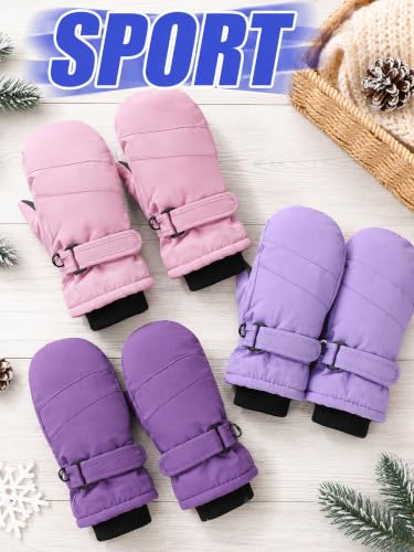 Image of Newcotte 6 Pairs Winter Ski Mittens Kids Waterproof Warm Snow Gloves for Boys Girls Cold Weather Outdoor Activities