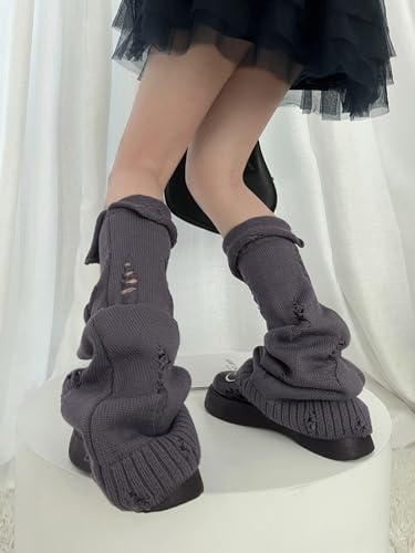 Image of SherryDC Womens Y2k Knit Leg Warmers Harajuku Japanese Long Boot Socks Kawaii Lolita Winter Leg Cover