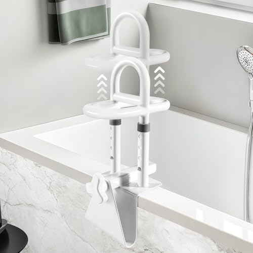 NnsZenith Adjustable Bathtub Safety Rail & Shower Grab Bar for Elderly – Heavy-Duty Support, Height/Width Flexible, Enhanced Bathroom Safety, Sturdy No-Drill Installation, Supports 330 lbs