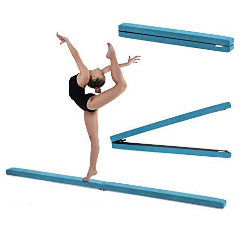 Fun!ture 7ft Folding Gymnastics Balance Beam | Faux Suede | Kids Fitness Training | Home Gym Exercise | Stainless Steel Feet | Soft-Close Hinges | Non Slip | Made in the UK (Teal)