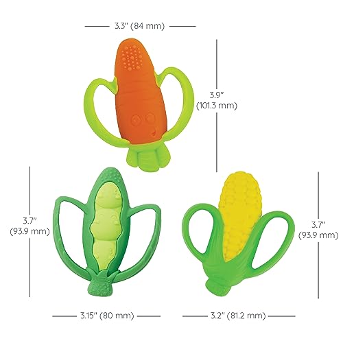 Infantino Lil’ Nibbles Textured Silicone Teethers, BPA-Free Baby Teething Toy, Soft, Easy to Hold, Sensory Stimulation for Infants, Carrot, Corn, Pea Pod, 3-Pack Set by Infantino - Image 7