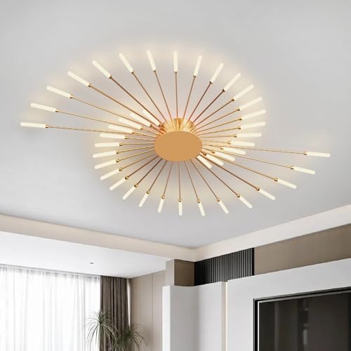 YZBEIMDAI Plafonnier LED feu d'artifice 42-t¡§ote Lampe De Plafond Moderne Suspension Lustre int¡§|rieur pour Salon Salle ¡§¡è Manger Bureau ¡§|clairage de plafond(Or)