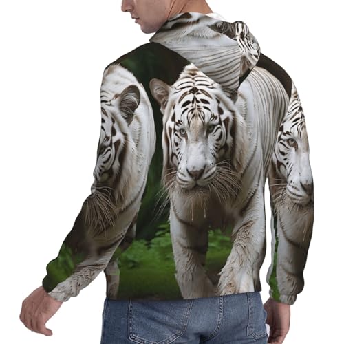 Men's Fleece Pullover Hoodie Long Sleeve Hooded Majestic White Bengal Tiger Sweatshirt Casual Shirts With Pockets4