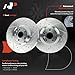 A-Premium 13.58 inch (345mm) Front Drilled and Slotted Disc Brake Rotors Compatible with Select Volvo Models - XC60, XC90, S60, XC40, S90, V60, V60 Cross Country, C40 Recharge, V90, 2-PC Set