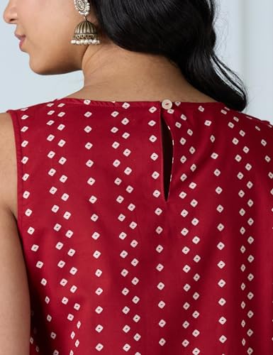 Image of Amazon Brand - Myx Women's Cotton Printed Sleeveless Short Kurti (Available in Plus Sizes)