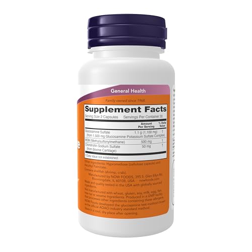 NOW Foods Supplements, Glucosamine & MSM plus Chondroitin Sulfate, Joint Health*, 60 Veg Capsules - Image 3