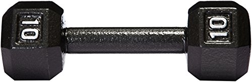 Image of amazon basics Cast Iron Hex Dumbbell | 4.5 Kgs | for Resistance Training | Built-to-Last Strength | 25 L x 8.8 W x 7.6 H cm | Black