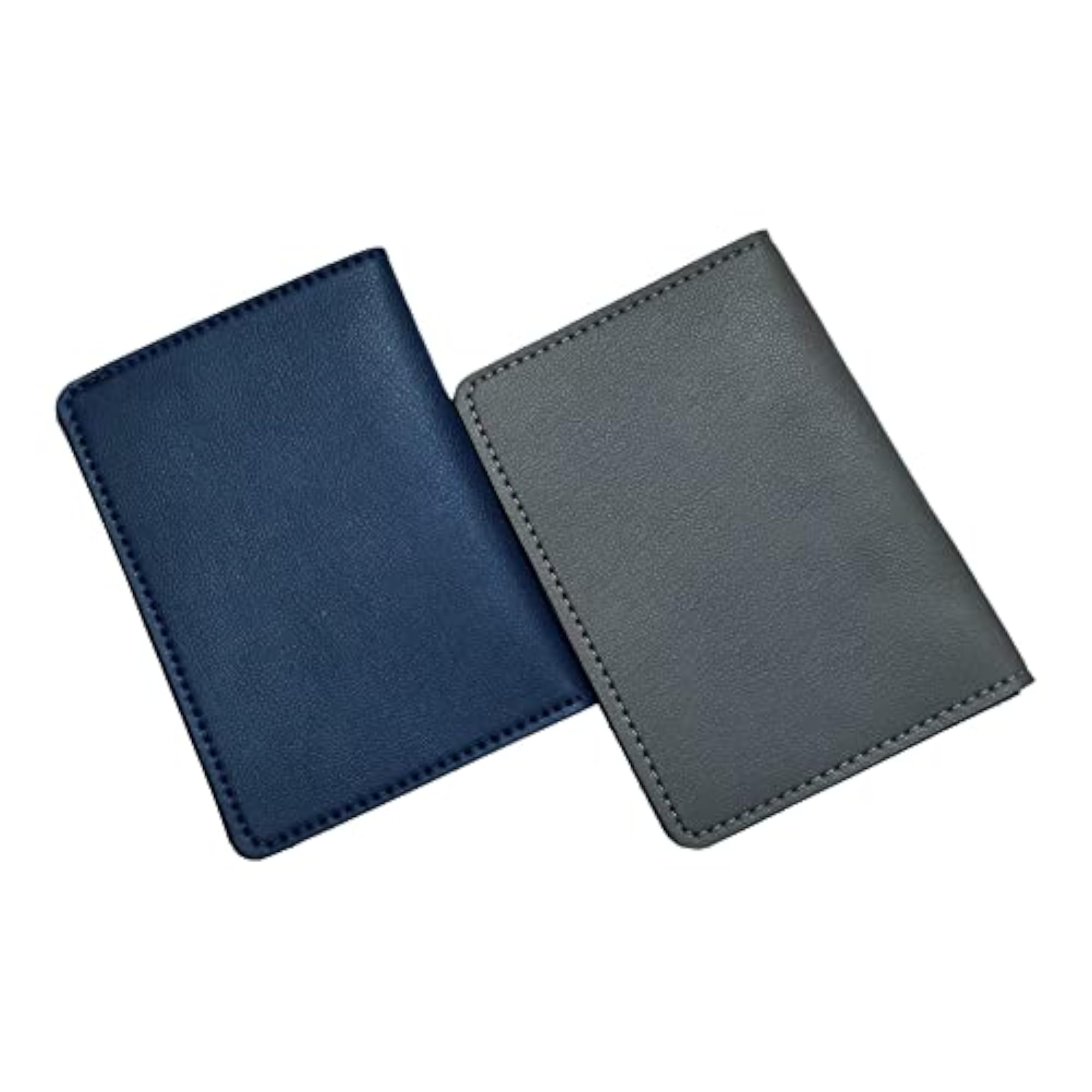 EcoLeather Unisex Passport Wallet, Blue and Grey