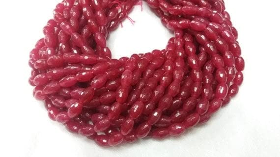 Ruby Chalcedony Faceted Drum perles calcédoine sans défaut pour enfilage - 2