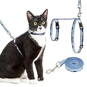 SCENEREAL Cat Harness and Leash Set for Walking Escape Proof Soft Adjustable Kitten Harness with Natural Scenery Pattern