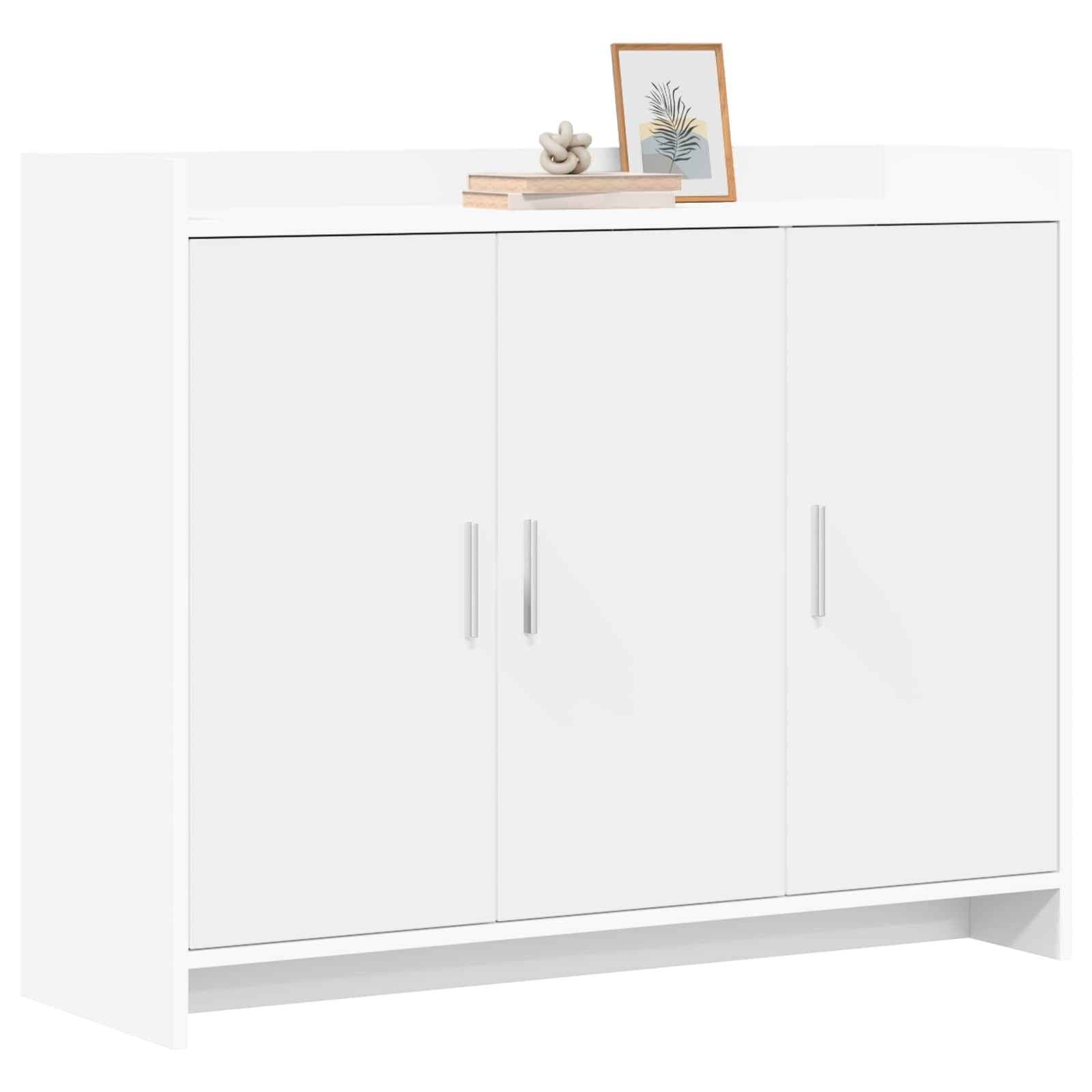 Credenza bianca, 98,5 x 33 x 80 cm, comò con 3 ante