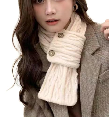 Solyinne Cute Mini Neck Warmer Scarf for Woman Knit Neck Gaiter with Two Buttons Outdoor Activities
