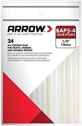 5 Pack Arrow Fastener BAP5-4 4" x 1/2" All Purpose Clear Hot Melt Glue Sticks 24 per Package