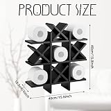 Weysat Tic Tac Toe Toilet Paper Holder Stand Bathroom Wall Decor Rustic Wooden Hanging Storage Freestanding Wall Mounted Shelves Decor for Toilet Tissue Farmhouse