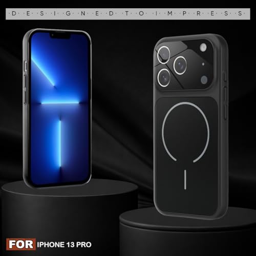Image of SHINESTAR Premium Luxury Case Compatible with iPhone 13 Pro | Protective Back Cover with Camera Lens Safety | Wireless Charging Support | Slim Fit Durable Design | Enhanced Grip Protection Black