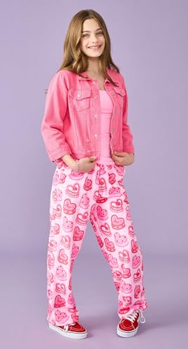 Image of iscream Big Girls Silky Soft Pretty Print Plush Fleece Pants - Love Fest Collection
