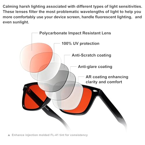 Image of ViewJoy Sleep Glasses 99.9% Blue Light Glasses Dual AR Coatings Amber Orange Lens for Computer Gaming Reduce Eyestrain