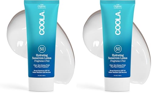 COOLA Organic Sunscreen SPF 50 Sunblock Body Lotion, Dermatologist Tested Skin Care for Daily Protection, Vegan and Gluten Free, Fragrance Free, 5 Fl Oz (Pack of 2)