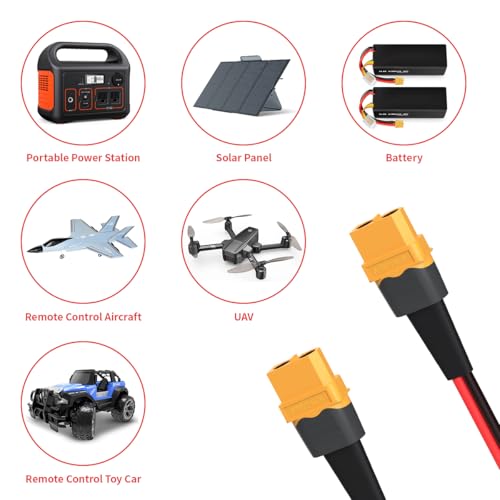 Cable conector XT60 hembra 10 AWG resistente para paneles solares y baterías 7