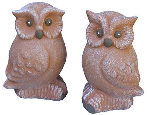 STEINFIGUREN SPICKER Steinfigur Eule 2er Set 121/3, 122/3, Gartenfigur Steinguss Tierfigur Terrakotta Patina