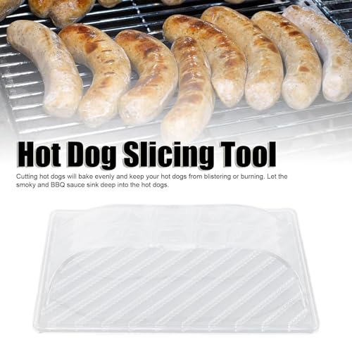 Image of Hot Dog Slicing Tool, Plastic Sausage Cutter Kitchen Hand Cutting Machine for BBQ Outdoor Camping Grill (Transparent)