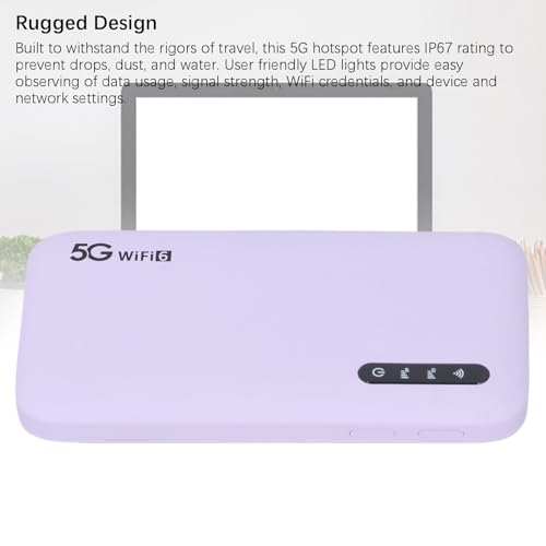 Image of Cryfokt 5G Mobile Hotspot, WiFi6 Travel Router with Nano SIM Card Slot Support 16 Devices,5.35x2.83x0.63 in, 6100mAh, for High Speed Internet Access on Phones Laptops Tablets