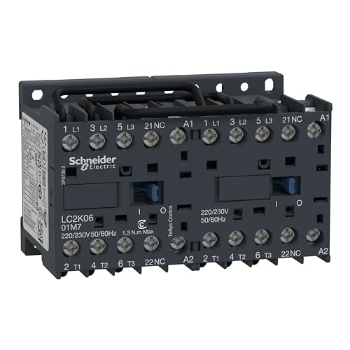 Contacteur inverseur tripolaire Schneider Electric TeSys LC2K commande 24Vca 6A pour rail DIN LC2K0601B7