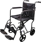 Aidapt Folding Lightweight Attendant Propelled Aluminium Wheelchair with Brakes, Lap Strap, Removable Foot Rests. Ideal for Every Day Use Indoors and Outside