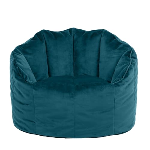 icon Sirena Zitzak Fauteuil, Blauwgroen, Fluwelen Stof, Zitzak Volwassen met Vulling Inbegrepen, Schelp Stoel, Bean Bag, Slaapkamer, Woonkamer, Woonkamermeubilair - Afbeelding 6