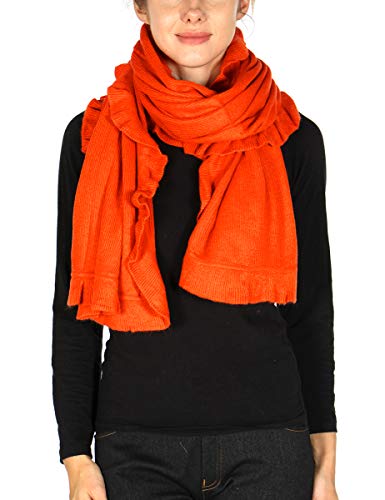 SERENITA Wrap Ruffle, Ruffle Scarf for Women, Trendy Ruffle Trimmed Knit Scarf Fall and Winter Shawl4