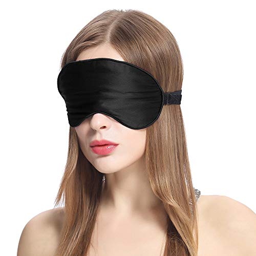 LILYSILK Willekeurige kleur & maat 100 pure zijde gevuld oogmasker voor slapen natuurlijke dubbele zijden blinddoek met verstelbare riem