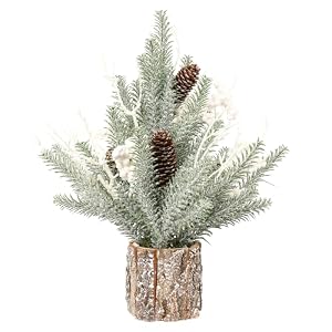Super Holiday Small Christmas Tree, Artificial White Berry Mini Tabletop Christmas Tree Decorations, for Home Holiday Indoor Party Xmas Winter Decor. Super Holiday Small Christmas Tree Artificial White Berry Mini Tabletop Christmas Tree Decorations for Home Holiday Indoor Party Xmas Winter Decor
