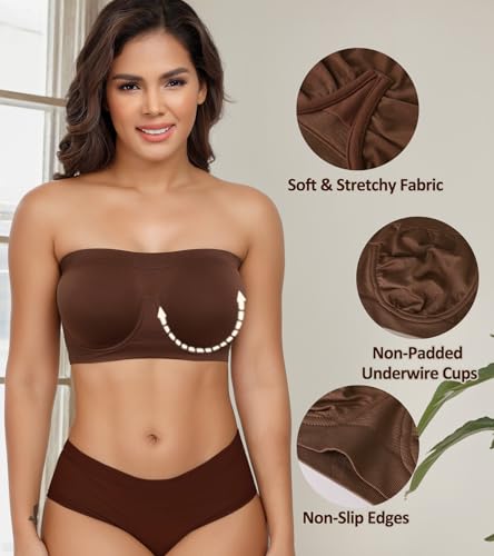 Image of DotVol Women's Underwire Bralette Non Padded Bandeau Tube Top Multiway Bra