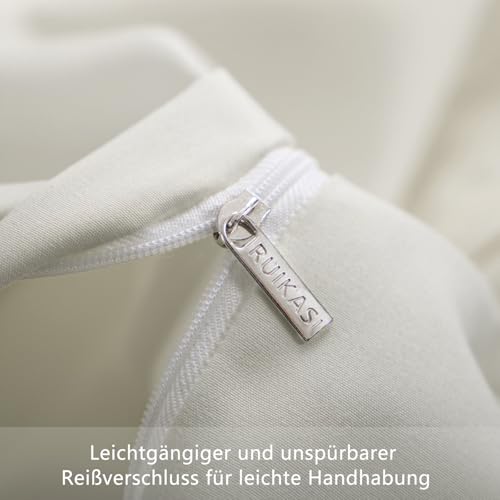 RUIKASI Bettwäsche 135x200 Beige 4teilig - Polyester Mikrofaser Bettwäsche-Sets Oeko-TEX… – Ansicht 7