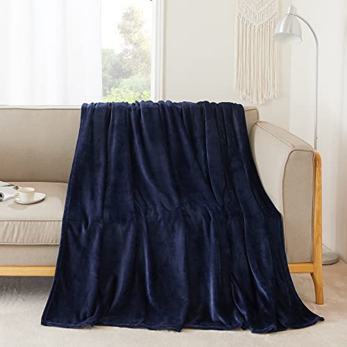 NICETOWN Fleece Blanket - Twin Size, Navy Blue, Lightweight & Soft, Perfect for Sofa, Couch, Bed, Camping & Travel, 60x80 inches 60"W x 80"L (Pack of