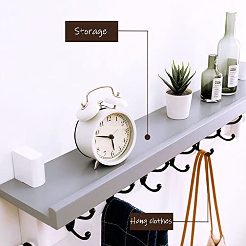 Percheros Perchero Perchero de pared de color sólido Perchero con estante de almacenamiento Perchero de pared creativo Fácil montaje Ganchos de almacenamiento para el hogar (Color: Blanco, Tamaño: 4
