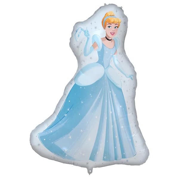 Cinderella Princess Shaped Foil Balloon, Blue, 75cm by 97cm