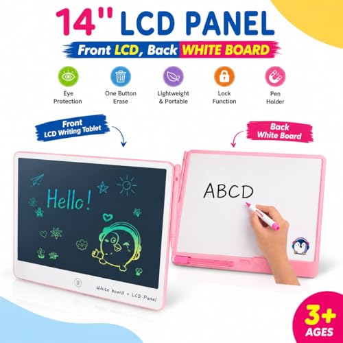 Image of LCD Writing Tablet, 14 Inch | One-Touch Erase, Screen Lock Feature, Lightweight & Ultra-Thin, Reusable Digital Drawing Board