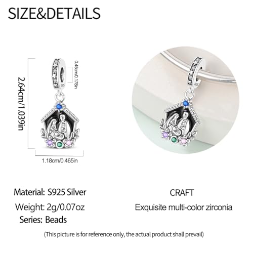 Image of 925 Sterling Silver Charms,Hypoallergenic Beads,Compatible with Pandora Bracelets and Necklaces,Women Holiday Gift Pendants