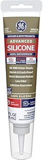 GE GE281 Silicone II Kitchen and Bath Sealant, 2.8 oz Tube, White