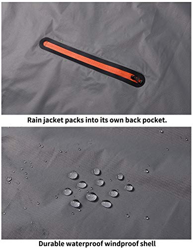 SWISSWELL Men's Rain Jacket Waterproof Windbreaker Lightweight Hooded Raincoat (H-Grey Rain Jacket, Medium)