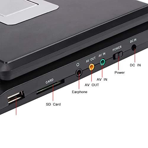 Lecteur DVD Portable de 8,2 Pouces avec écran Pivotant HD de 7 Pouces, Batterie Rechargeable Intégrée, Support CD/DVD/Carte SD/USB, Télécommande, Chargeur de Voiture (Prise UE)