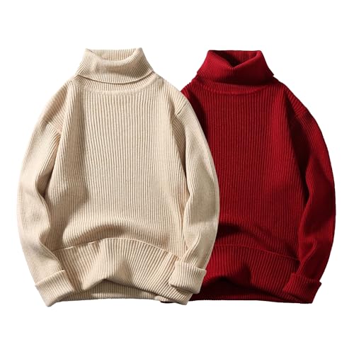 JEKE-DG Men's Basic Stretch Thermal Pullover Casual Long Sleeve Ribbed Sweater Turtleneck Comfort Fall Winter Sweaters