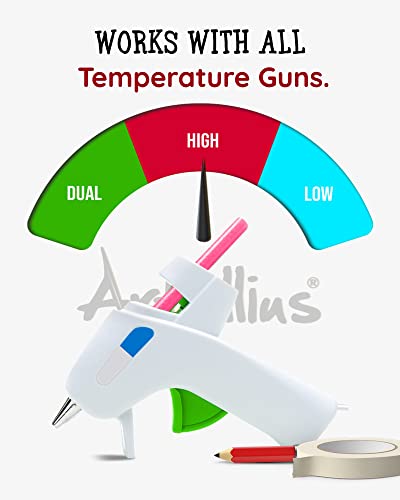 Artellius - Pink Glitter Hot Glue Sticks 4\" x.27\" (100 Bulk Pack) - Ultra Bond Hot Melt Adhesive Mini Glue Sticks for All temperature Glue Guns