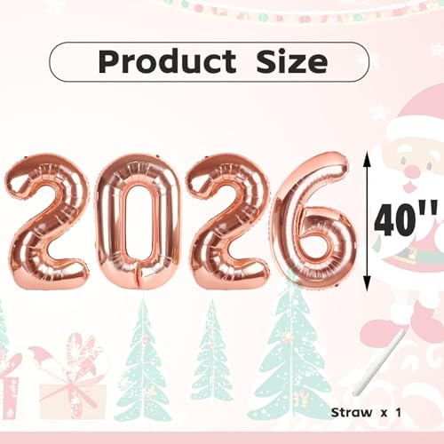 Image of 2026 Balloon Numbers Party Decorations, 40In Rose Gold Balloons | Eye-catching Appearance, Perfect Decorative Centerpieces, Convenient Self-sealing Structure, Widely for Various Occasions