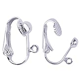 BronaGrand 20pcs Clip-on Earring Converter with Easy Open Loop (Silver)