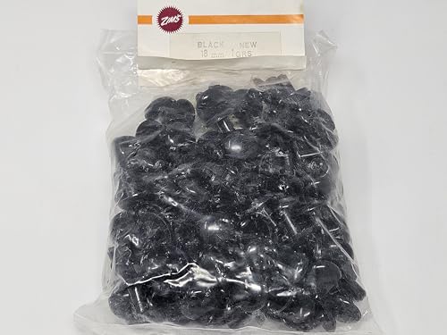 Generic 18mm Round Black Flat Domed Plastic Safety Eyes for Craft Amigurumi Dolls or Puppets (Bulk Pack of 144), FEY-18-Bulk