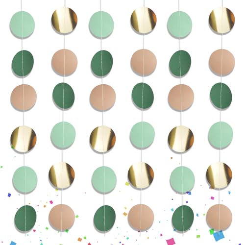 LAIVIYA Circle Star Garland Hanging Decorations, 16m Guirnalda Redonda, Guirnalda de Círculos de Papel Brillante, Guirnalda Circular de Papel Colgante para Fiesta Disco de Cumpleaños