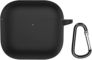 جراب بديل متوافق مع سماعات آبل ايربودز 4 2024، غطاء سماعات اذن من السيليكون الناعم مع مشبك خطاف من فيستارك (أسود)